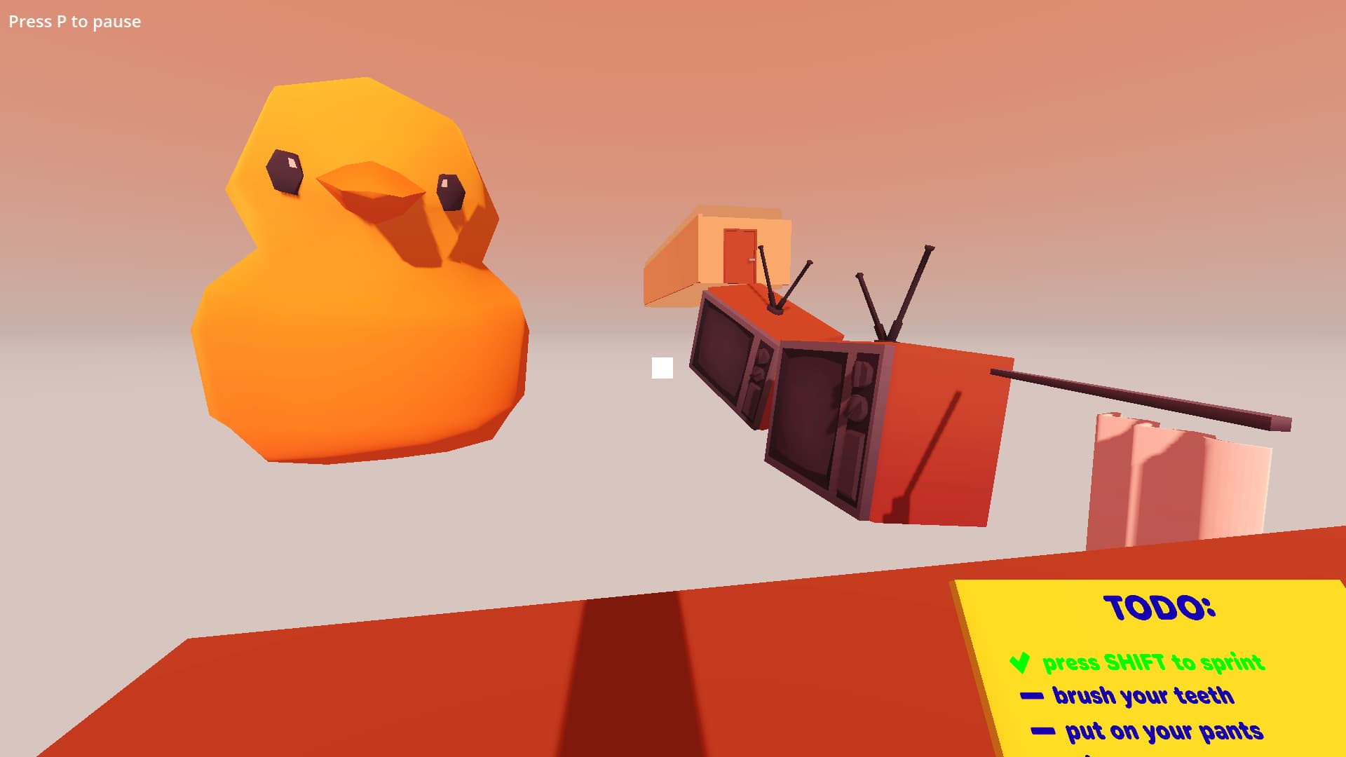 A giant duck stares you down